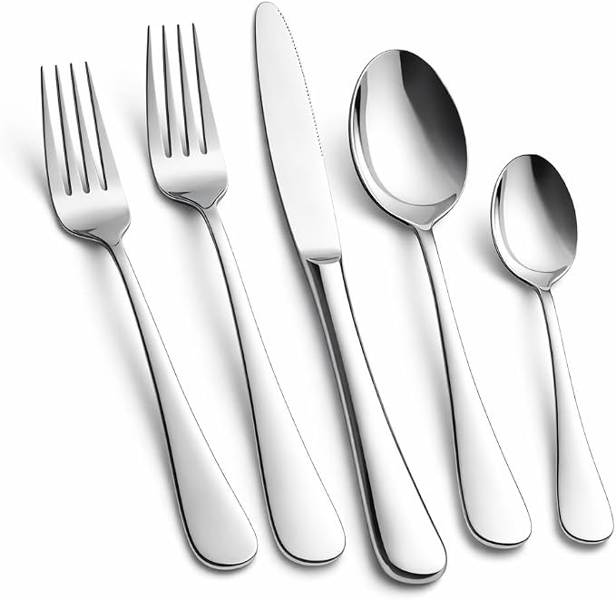 Silverware Set for 4, Stainless Steel Flatware Cutlery Set, Mirror Polished | Mirror Polished Utensils Spoons and Forks Set for Kitchen，Dishwasher Safe