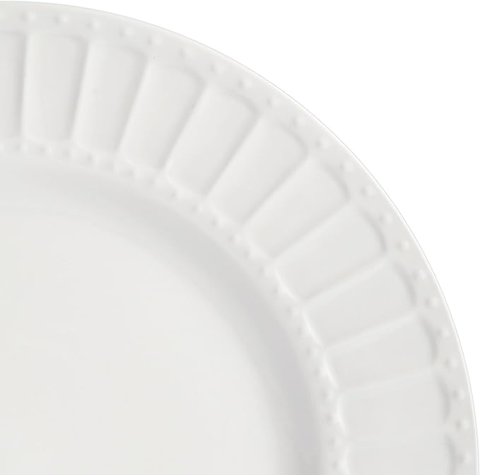 Gibson Home Zen Buffet Porcelain Ceramic Dinnerware Sets for 8, Plates and Bowls Set (40pcs), White Embossed Dishes