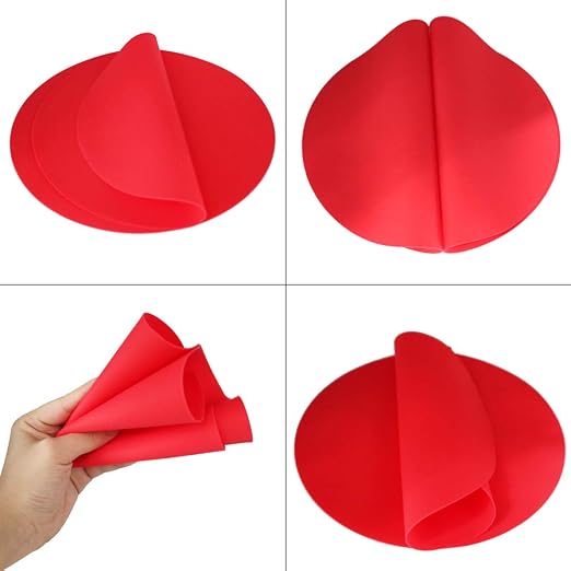 Silicone Microwave Mat 12 Inch, Non Stick Turntable Safe Baking Mat for Kitchen, Multi-Purpose Heat Resistant Oven Mat 2 Pack, BPA Free Microwave Splatter Cover (Red)