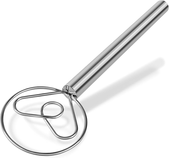 Maxjoy Danish Dough Whisk Stainless Steel for Sourdough Bread | Dutch Dough Hook, Replaces Dough Mixer Spoon & Stick, Food Grade & Rust Resistant, Easy Clean & Dishwasher Safe, Baking Tool