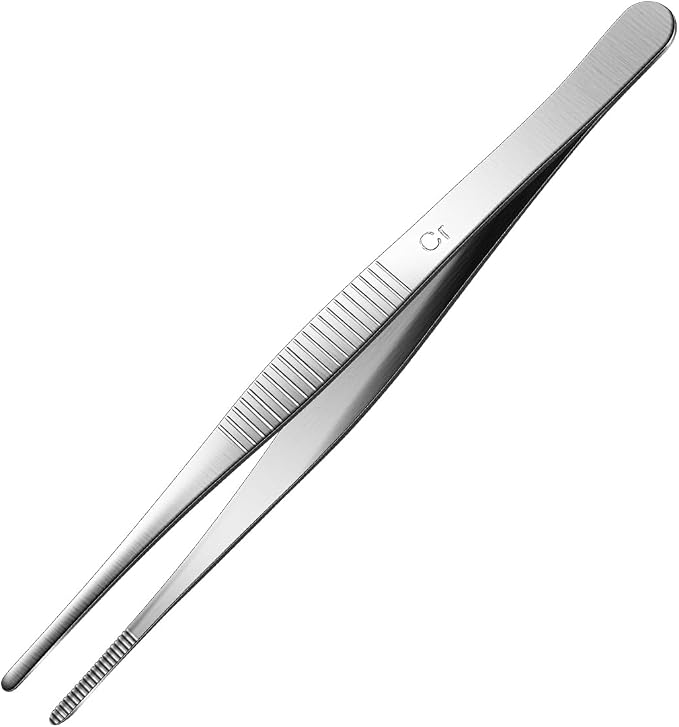 Aniso 6 Inches Stainless Steel garden tweezers | Precision Serrated, Non-slip handle For Hand-Made，succulent，Pick up an ice cube Kitchen and Dining Room