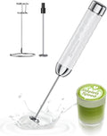 Maestri House LunaFro 2.0 Rechargeable Milk Frother, Stepless Speed Control | 1200mAh lithium battery Frother Handheld, IPX4, Stand & 2 Detachable Whisk for Lattes, Cappuccino, Matcha & Protein powder