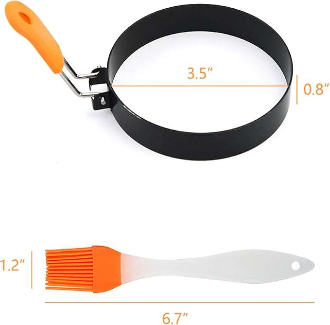 Round Egg Rings for Frying Eggs, 2 Pack 3.5 Inches Egg Ring with Silicone Handle Egg Mold for Breakfast Sandwiches Egg Mcmuffins Non-stick Fried Cooker Ring Shaper for Griddle Frying Pan