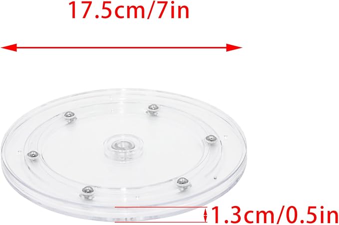 2Pcs Clear Acrylic Lazy Susan 7 Inch Turntable Organizer Bearings | Mini Lazy Susan, Small Lazy Susan Turntable, 360° Rotating Swivel Plate for Spice Rack, Cosmetic, Cake, Pantry, DIY Display