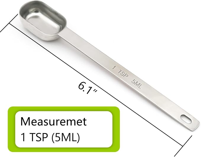1PCS 1TSP(5ML) Measuring Spoon, Stainless Steel Long Handle Teaspoons | High Precision, Food-Grade Stainless Steel, ‌Rust-Free, Dishwasher-Safe, Easy-Read Markings, Multi-Purpose, Sturdy & Durable