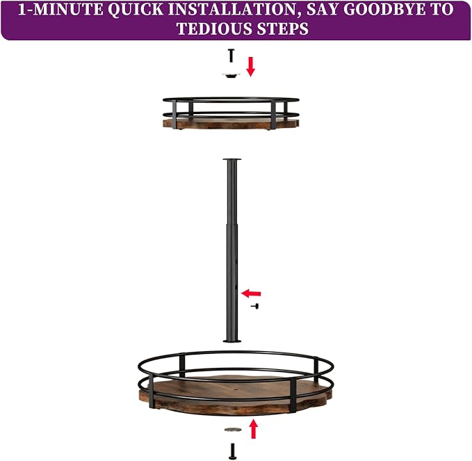 Heavy-Duty 2-Tier Lazy Susan Organizer, Adjustable to Different Heights, Countertop Spice Rack, Upgraded Thickened Wooden Board, Suitable for Seasoning Organizer, Kitchen Organization