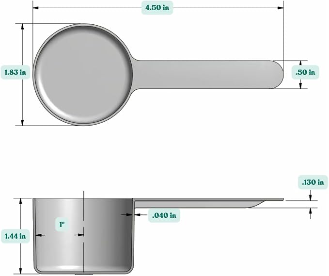 53 mL (1.8 Oz. | 3.58 Tablespoon) Long Handle Plastic Measuring Scoop for Coffee, Protein Powder, Pet Food, Spices, Grains, Dry Goods – Food-Grade BPA-Free (Pack of 25)