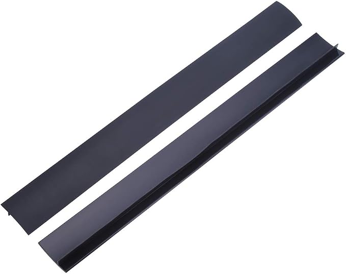 2 Pack Flexible Kitchen Stove Gap Covers, Silicone Gap Fillers Between Counter and Stovetop, Oven, Washer, Dryer, Easy to Wipe, Food Grade (Black, 21 Inches)
