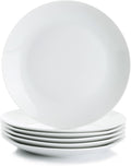 Miicol Ceramic Dinner Plates Set of 6, White Dessert Plates 9 Inch, Modern Round Porcelain Dishes for Steak, Pasta, Salad, Fruit, Microwave & Dishwasher Safe, Stackable