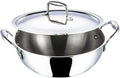 Vinod Platinum Extra Deep Kadai, 24cm, Stainless Steel, Durable Cookware | 3.3 Litre Capacity Wok For Home Kitchens; Great For Curries, Frying And Everyday Indian Cooking