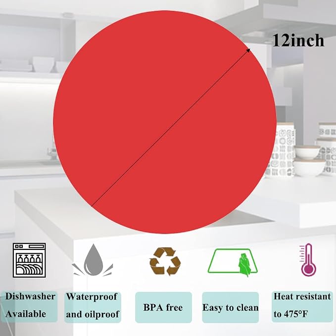 Multi-Purpose Silicone Original Microwave Mat | BPA Free, Food Grade Safe, Heat Resistant to 475°F, Dishwasher Safe - Splatter Guard, Hot Pad, Pot Holder, Minimize Mess,12 Inch, 2PCS (red) (Red)