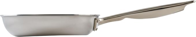Winco 8" Silver Tri-Ply Stainless Steel Fry Pan | Induction compatible, Heavy-duty, Great for Sauteing, Searing and Frying