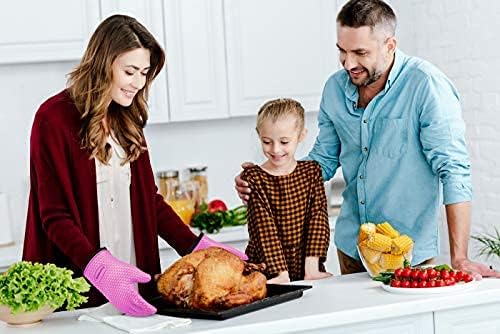 KITCHEN PERFECTION XL Silicone Smoker Oven Gloves-Extreme Heat Resistant BBQ Gloves-Handle Hot Food Right on Your Grill Fryer&Pit|Waterproof Grilling Cooking Baking Mitts|Superior Value Set+3 Bonuses | Waterproof, 5-Finger Design For A Better Grip, for...