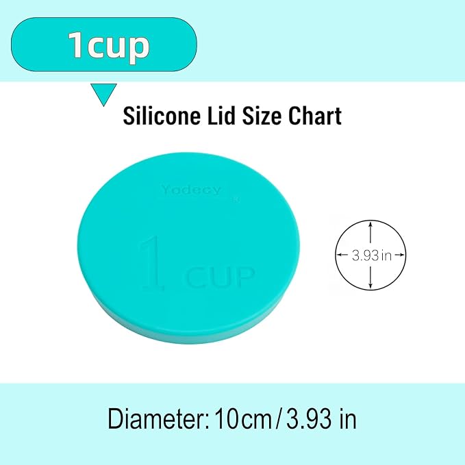Yodecy Silicone Bowl Lids fit Pyrex Glass Bowls 7202-PC 1 Cup, Yodecy Silicone Bowl Lids fit Anchor Hocking Glass Bowls 7202-PC 1 Cup,Replacement Lids 3.8in(4 Pack Blue-green)