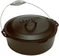 Lodge Seasoned Cast Iron Dutch Oven with Bail Handle - Heavy Duty Campfire Ready Cooking Pot with Lid for Indoor& Outdoor Cooking - 7 Quart