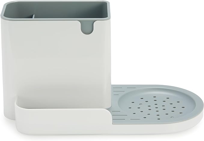 Amazon Basics Kitchen Sink Caddy Organizer for Sponge and Brush Storage, Large, White
