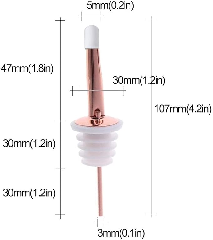 24 Pack Liquor Pour Spouts Set - Stainless Steel bottle spout and Liquor Pourers Dust Caps Covers Rose Gold White
