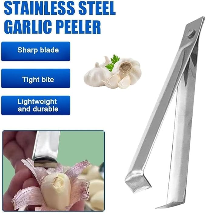 2 Pcs Garlic Peeler Skin Remover,Stainless Steel Peeling Clip,Garlic Tweezer Peeler Skin Remover Tool Precision Grip for Household, Kitchen Gadgets Garlic Tools