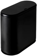 Sooyee 10 Liter Rectangular Plastic Trash Can, Black | 2.4 Gallon, Press Type Lid, For Bathroom, Powder Room, Bedroom, Kitchen, Craft Room, Office