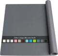 Extra Large Silicone Mat, 31.5x16.9 Large Silicon Placemats for Kids, Heat Resistant Matt for Kitchen Counter Non-Stick Table Mat for Dough and Pastry, Silicone Craft Mat for Kids, Dark Gray