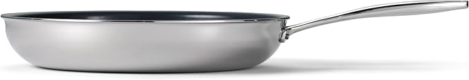 Tramontina Signature 12-Inch Tri-Ply Clad Stainless Steel Large Frying Pan | Ceramic Non Stick Interior, Induction-Ready Skillet, Oven-Safe