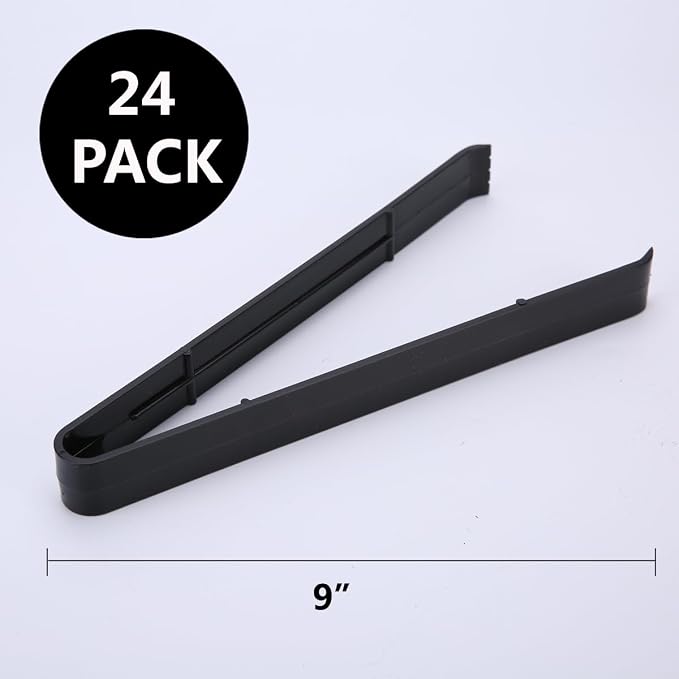 Plastic Serving Tongs Disposable Kitchen Tongs for Food Salad | 24 Pcs, 9 Inch, Heavy Duty, BPA free, Great for Buffet, Party, Catering Supplies, Restaurant, Wedding, Banquet