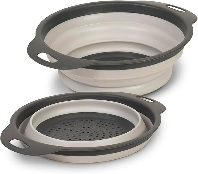 Glad Collapsible Colander Strainer - 2L | Small Pasta Drainer for Kitchen, Vegetables, and Fruit | Round Plastic Foldable Draining Basket for Easy Storage
