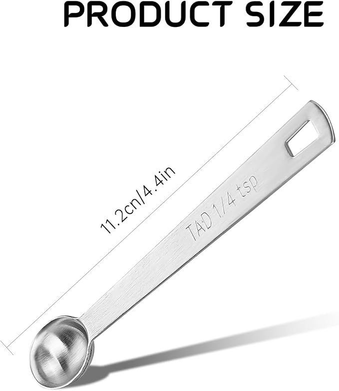 4 PCS 1/4 Teaspoon (1/4 Tsp | 1.25 mL | 1.25 cc) Single Measuring Spoon, Stainless Steel 1/4 Tsp Small Measuring Spoon Mini Measuring Spoons