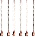 6 Pcs 12 Inch Bar Mixing Spoon Cocktail Spoon Stainless Steel Bar Long Spoon With Spiral Pattern Rose Gold