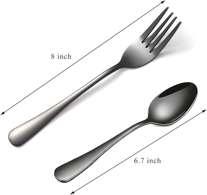12 pcs Black Spoons And Forks Set,Top Food Grade Stainless Steel Forks And Spoons Silverware
