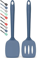 Coukre 2 Pack Silicone Spatula Set,High Heat Resistant, BPA-Free | Dishwasher Safe Kitchen Spatula for Nonstick Pans, Solid & Slotted Turners for Cooking, Sautéing, and Flipping, PureDarkBlue
