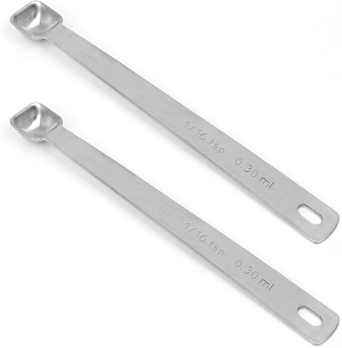 2PCS 1/16tsp(0.3ml) Tiny Measuring Spoon, Small Teaspoon for Tiny Amounts | High Precision, Food-Grade Stainless Steel, ‌Rust-Free, Dishwasher-Safe, Easy-Read Markings, Multi-Purpose, Sturdy & Durable