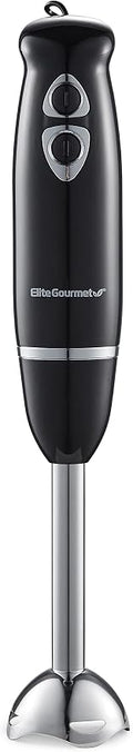 Elite Gourmet EHB1015 Immersion Hand Blender, 500W, 2-Speed, Black | Stainless steel blades, detachable wand stick mixer - great for smoothies, baby food, and soup