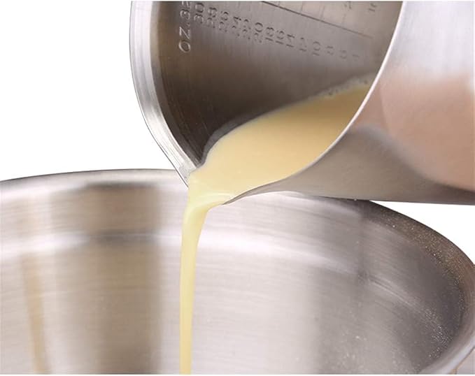 SUS304 Stainless Steel Measuring Cup Pitcher, 16oz/2Cup/500mL Metal Measuring Cup with Precision Engraved Markings for Kitchen Baking, Frothing, Liquid, Coffee, Milk