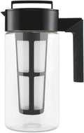 Takeya Flash Chill Iced Tea Maker - Versatile Tea Brewer for Loose/Bagged Tea - Patented Flash Chill Tech Hot/Cold Use BPA-Free Tritan Dishwasher Safe - Airtight Lid Made in USA - 1 Quart/Black