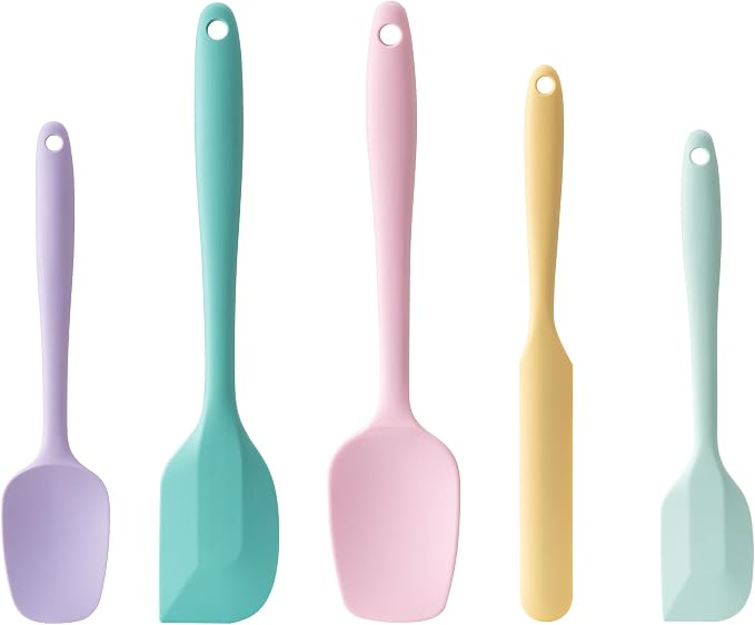 Silicone Spatula Set,5 Piece Food Grade Rubber Spatulas,Multicolor 3 | Spatulas Silicone Heat Resistant for Baking,Cooking,and Mixing High Heat Resistant Non Stick Dishwasher Safe BPA-Free