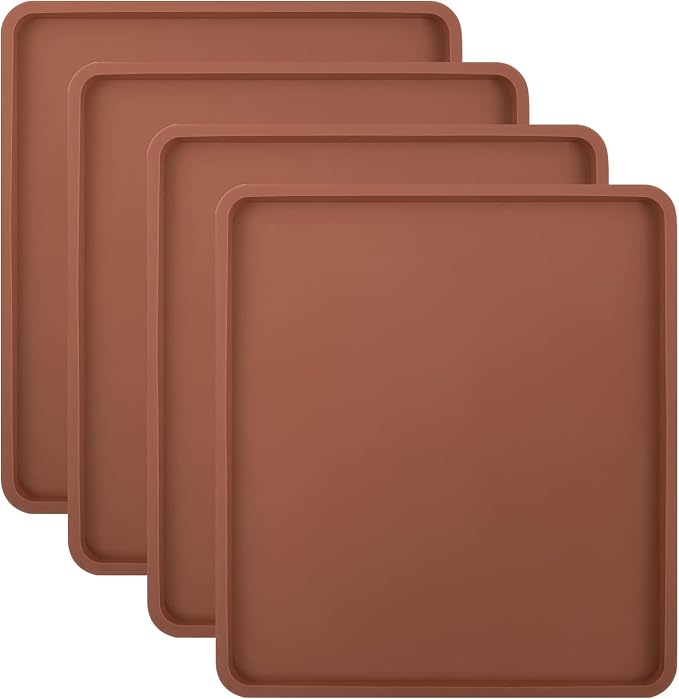Aulock 4PCS Silicone Food Dehydrator Sheets with Edge, Non-stick Tray Liner | Compatible with Cosori 12" x 11" Trays , High Temperature Resistance & Reusable Square Dryer Mats