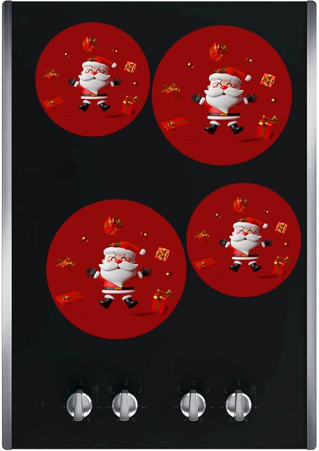Kerixi Electric Stove Burner Covers Range Top For Expanding Counter Space Stovetop Decor (Santa Claus)
