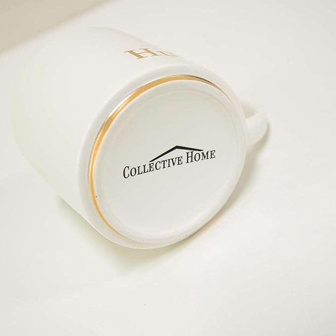 COLLECTIVE HOME Mr. & Mrs. Ceramic Coffee Mug Set, 15oz, 2-Piece | Luxury Wedding Gift for Couples, Elegant Coffee Cups for Newlyweds, Anniversary & Engagement Gift, Gift Box Set