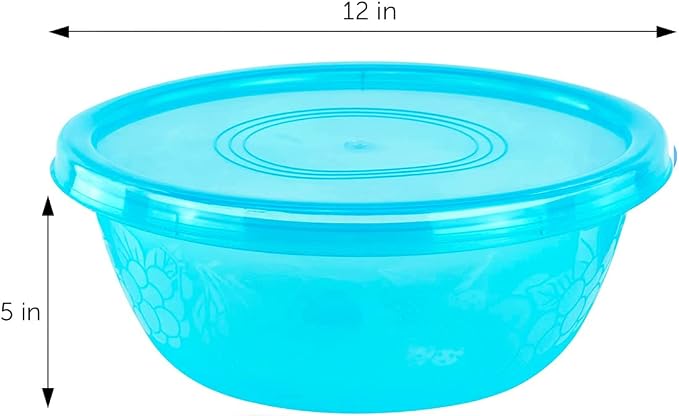 3 Extra Large Serving Bowls with Lids, 5.25 qt, Assorted