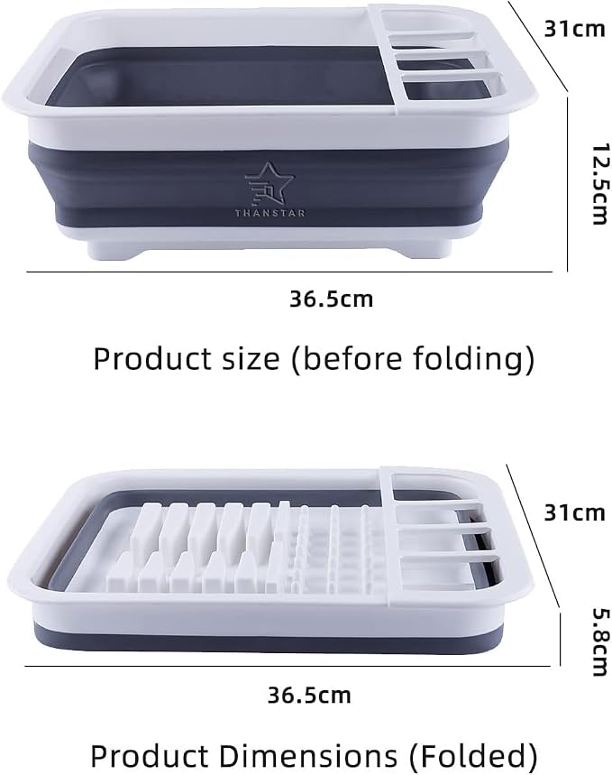 THANSTAR Collapsible Dish Drainer Portable Dinnerware Drainer Organizer for Kitchen RV Campers Travel Trailer Space Saving Kitchen Storage Tray