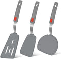 Beijiyi Silicone Spatula Turner Set of 3, 600°F Heat Resistant (Gray) | Flexible Spatulas for Nonstick Cookware, Cooking, Flipping, Egg & Pancake, BPA Free Kitchen Utensils, Dishwasher Safe