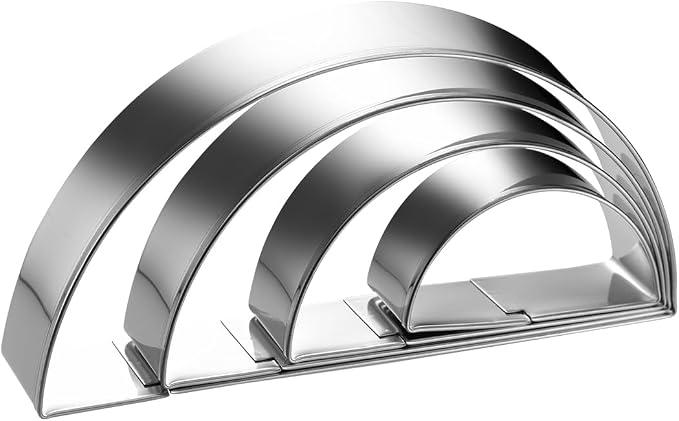 Half Circle Semicircle Cookie Cutter Set 4 Sizes 5 Inch, 4 Inch, 3 Inch, 2 Inch, Watermelon Frame Plaque Cookie Cutters Shapes Molds, 1 Inch Depth