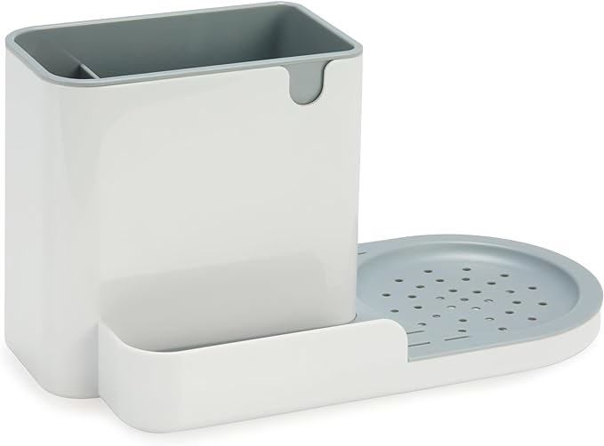 Amazon Basics Kitchen Sink Caddy Organizer for Sponge and Brush Storage, Large, White