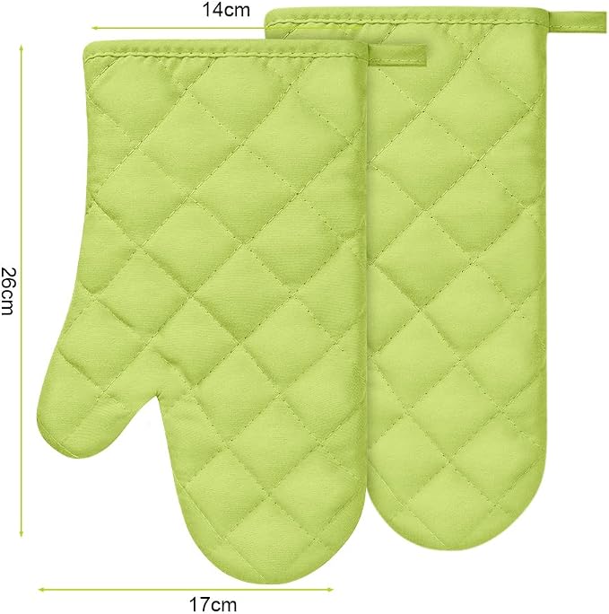 AUAUY Green Oven Mitts, 1 Pair Kitchen Mittens, 392°F Heat Resistant Oven Gloves Non-Slip Kitchen Gloves for Oven, BBQ Gloves-Oven Mitts Infill Cotton Cooking Gloves for Oven Grilling Cooking Baking | Oven Gloves Non-Slip Kitchen Gloves for Oven, BBQ G...
