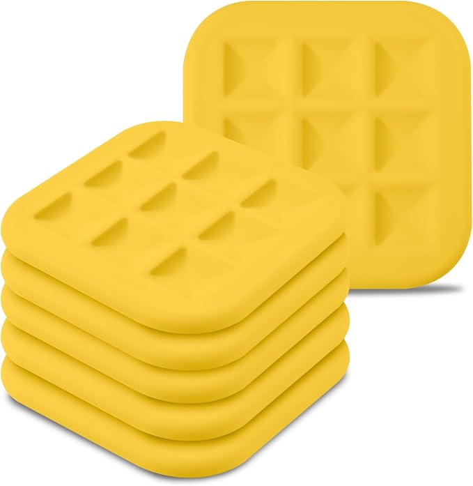 Silicone Trivets for Hot Pots and Pans, Pot Holders Hot Pads 6 Pack Silicone Mats for Kitchen Counter, Soft Durable Drying Mat, Jar Opener and Coasters (Yellow)