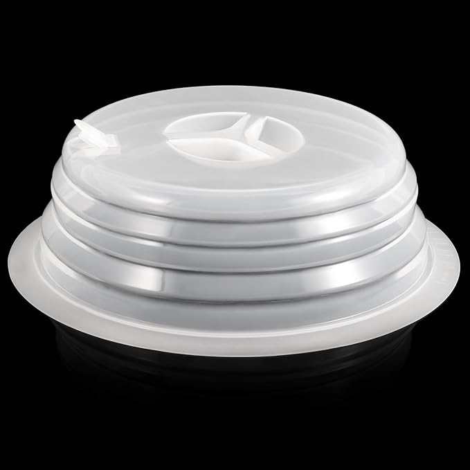Silicone Microwave Plate Cover Collapsible, Dishwasher Safe and BPA Free, White, 10.2"