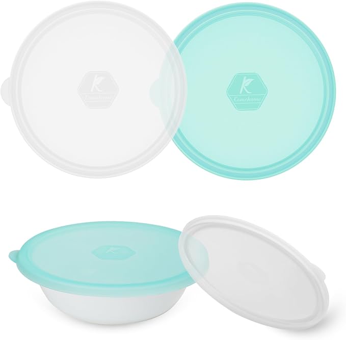 Silicone Lids for Corelle Vitrelle, 4 Pack Corelle Bowl Lids for 18-Oz Soup/Cereal Bowls, Freezer Microwave Dishwasher Safe