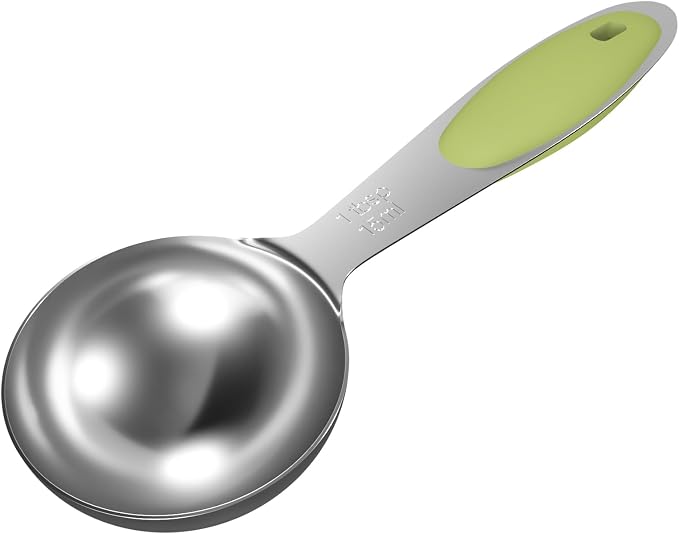 1PCS 1Tbsp(15ml, 1/2oz) Measuring Spoon, Stainless Steel Measure Scoop | Silicone Grip, Accurate, BPA-Free, Dishwasher Safe, Engraved Marking, Kitchen Essential