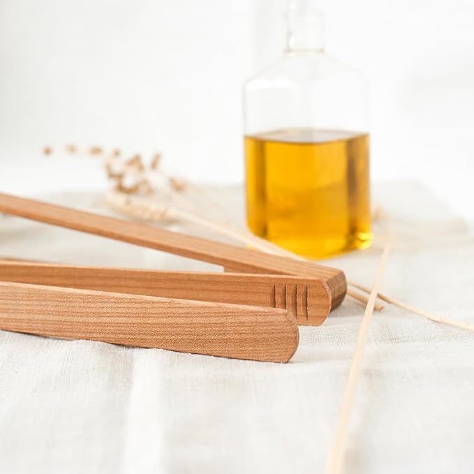 12-Inch Premium Cherry Wood Toaster Tongs – Single Piece Natural Wooden Tongs for Toast, Bread, Salad & Meat – Durable Heat-Resistant Kitchen Tongs with Ergonomic Easy-Grip Design